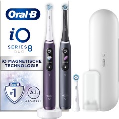 "Oral-B iO Series 8n DUO Electric Toothbrush - Black/Purple | Ultimate Clean & Smart Technology"